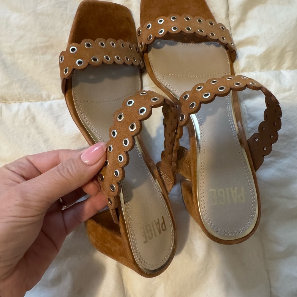 PAIGE Vera Tan Suede Women's Sandals - Picture 3 of 5